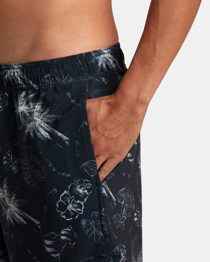 partes inferiores RVCA unissex calções de banho com cintura elástica va pigmento 17 preto N00F2H24