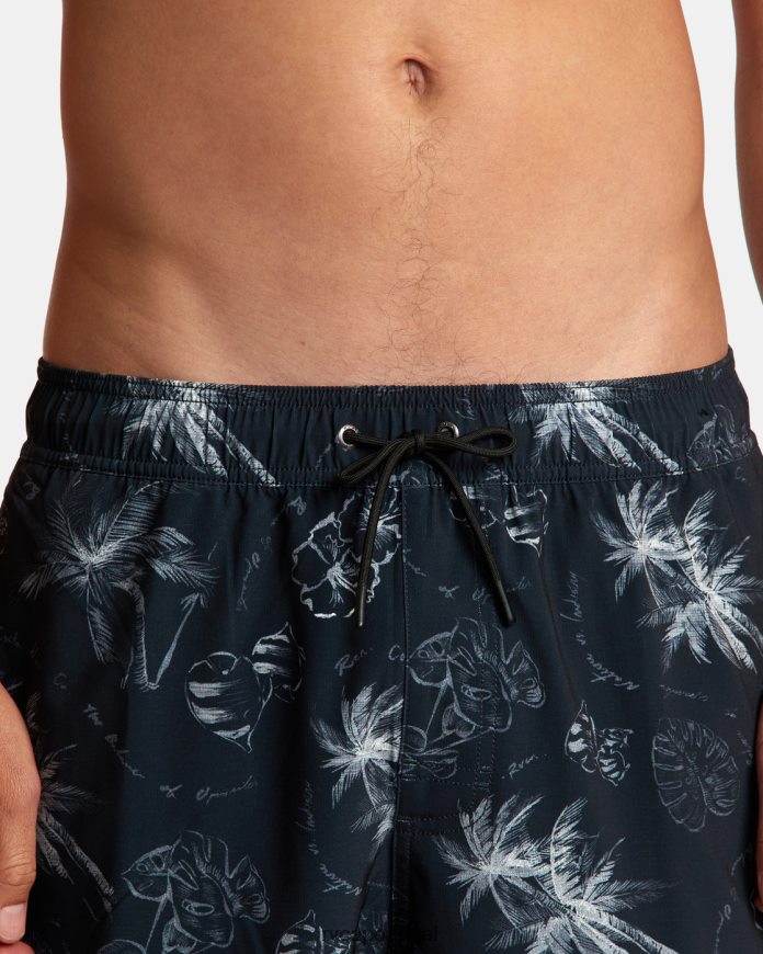partes inferiores RVCA unissex calções de banho com cintura elástica va pigmento 17 preto N00F2H24