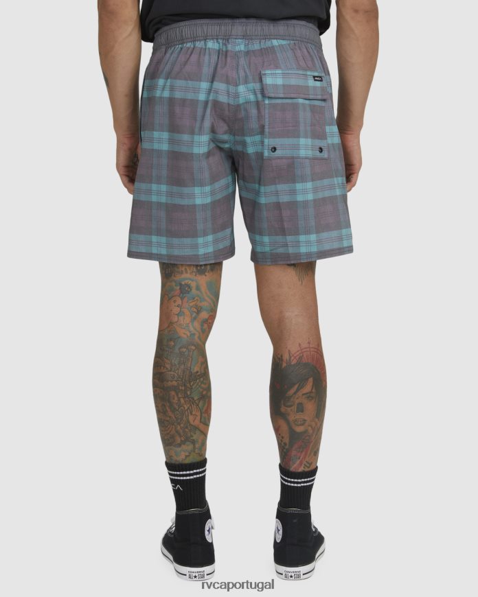 partes inferiores RVCA unissex opostos estampam shorts de cintura elástica cerceta N00F2H1052