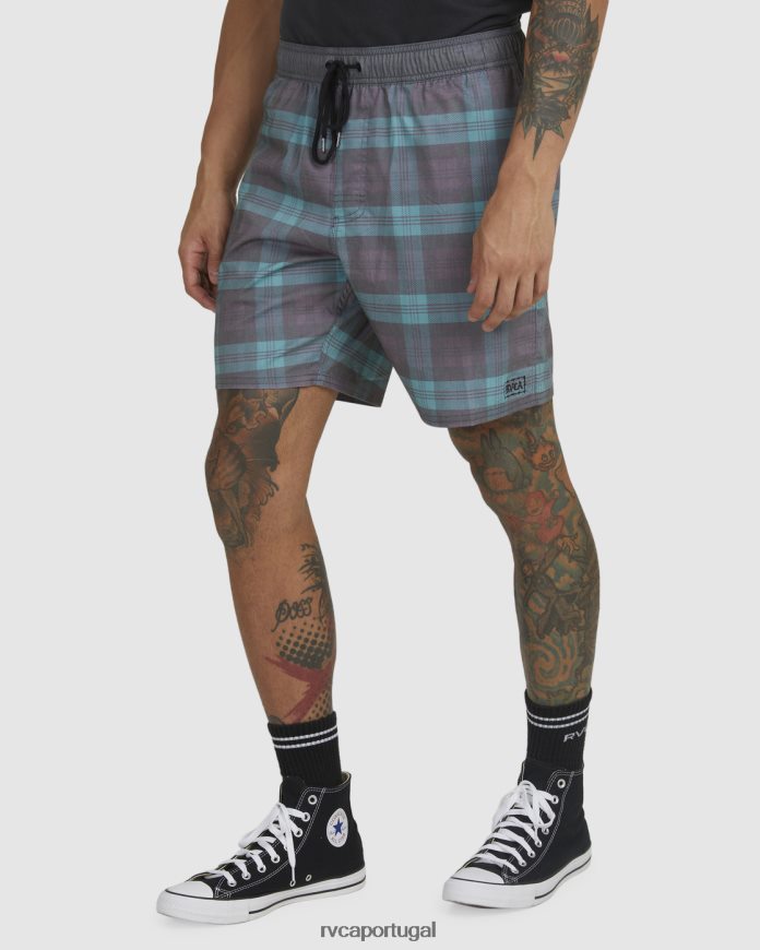 partes inferiores RVCA unissex opostos estampam shorts de cintura elástica cerceta N00F2H1052