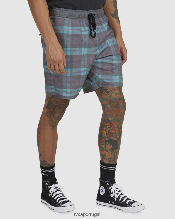 partes inferiores RVCA unissex opostos estampam shorts de cintura elástica cerceta N00F2H1052
