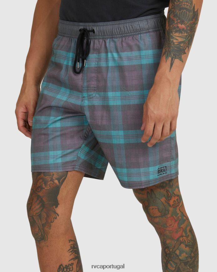 partes inferiores RVCA unissex opostos estampam shorts de cintura elástica cerceta N00F2H1052