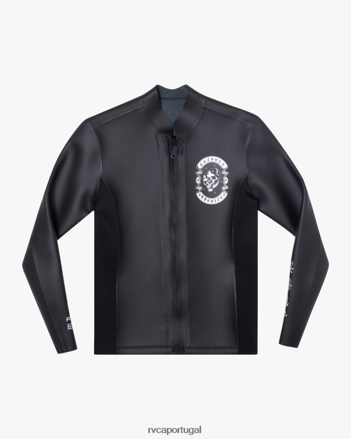 roupas RVCA unissex Jaqueta de roupa de neoprene benji anp com zíper frontal de 2 mm preto N00F2H629