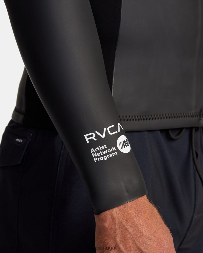 roupas RVCA unissex Jaqueta de roupa de neoprene benji anp com zíper frontal de 2 mm preto N00F2H629