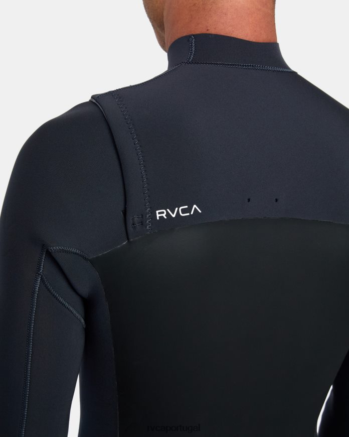 roupas RVCA unissex Jaqueta de roupa de neoprene benji anp com zíper frontal de 2 mm preto N00F2H629