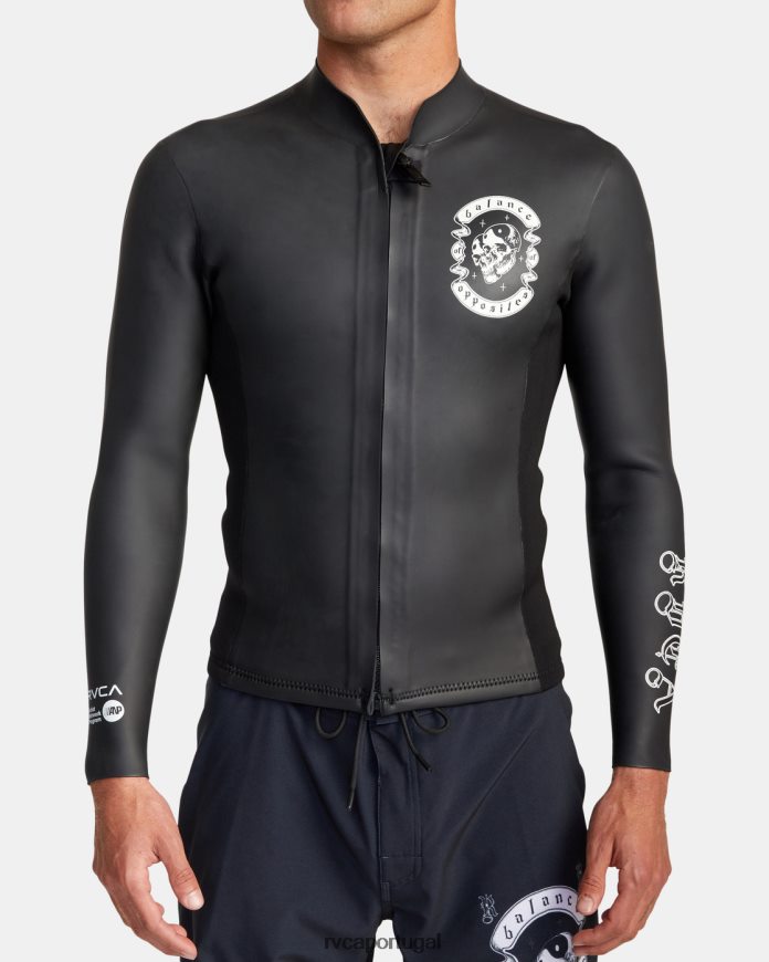 roupas RVCA unissex Jaqueta de roupa de neoprene benji anp com zíper frontal de 2 mm preto N00F2H629