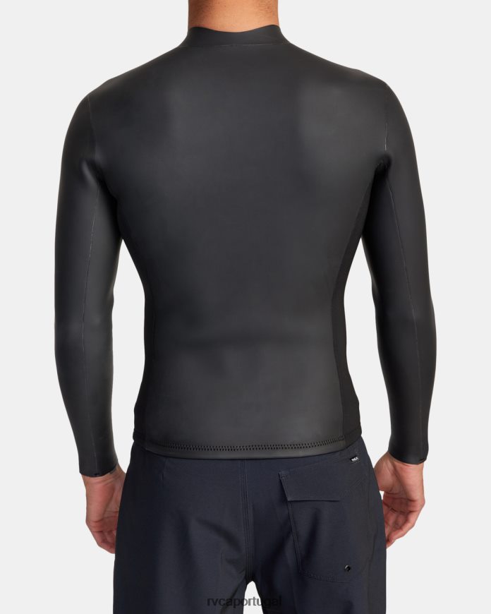 roupas RVCA unissex Jaqueta de roupa de neoprene benji anp com zíper frontal de 2 mm preto N00F2H629