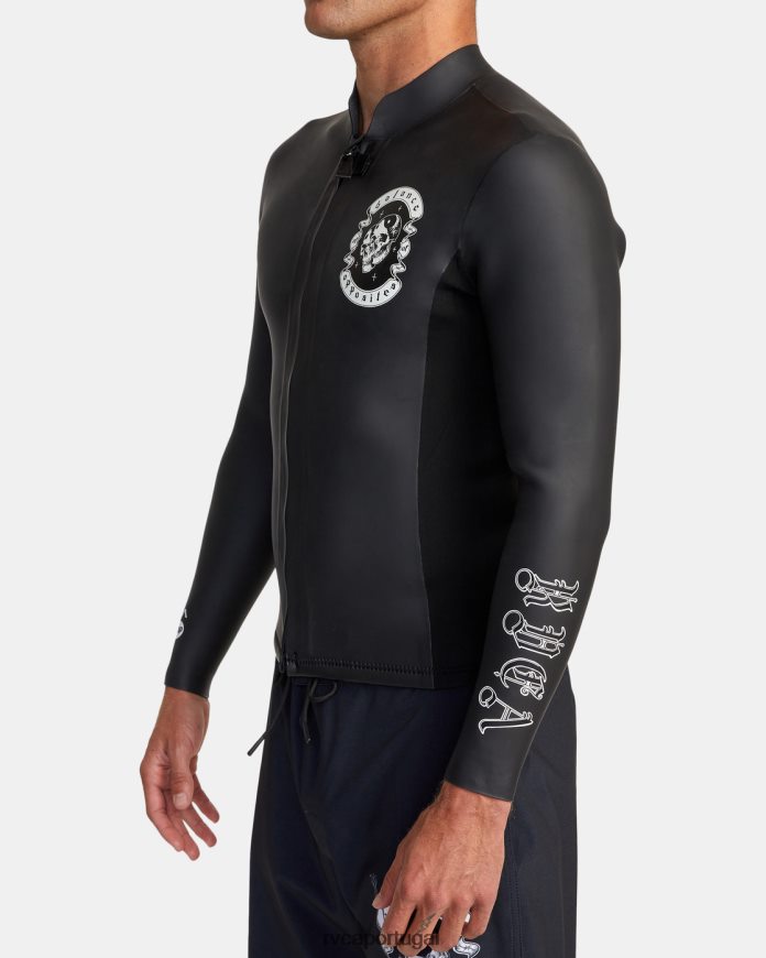 roupas RVCA unissex Jaqueta de roupa de neoprene benji anp com zíper frontal de 2 mm preto N00F2H629