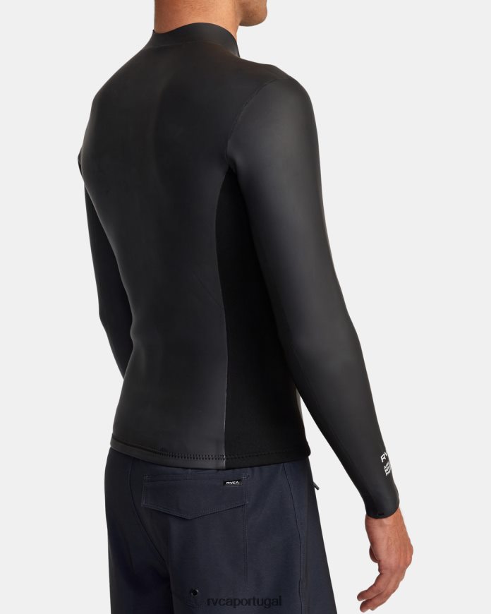 roupas RVCA unissex Jaqueta de roupa de neoprene benji anp com zíper frontal de 2 mm preto N00F2H629