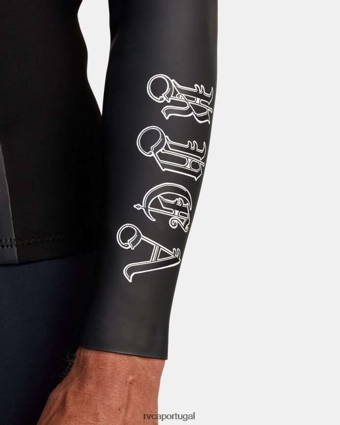 roupas RVCA unissex Jaqueta de roupa de neoprene benji anp com zíper frontal de 2 mm preto N00F2H629
