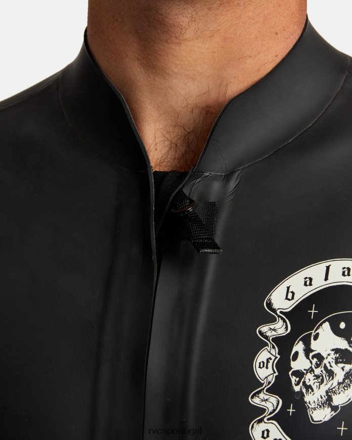 roupas RVCA unissex Jaqueta de roupa de neoprene benji anp com zíper frontal de 2 mm preto N00F2H629