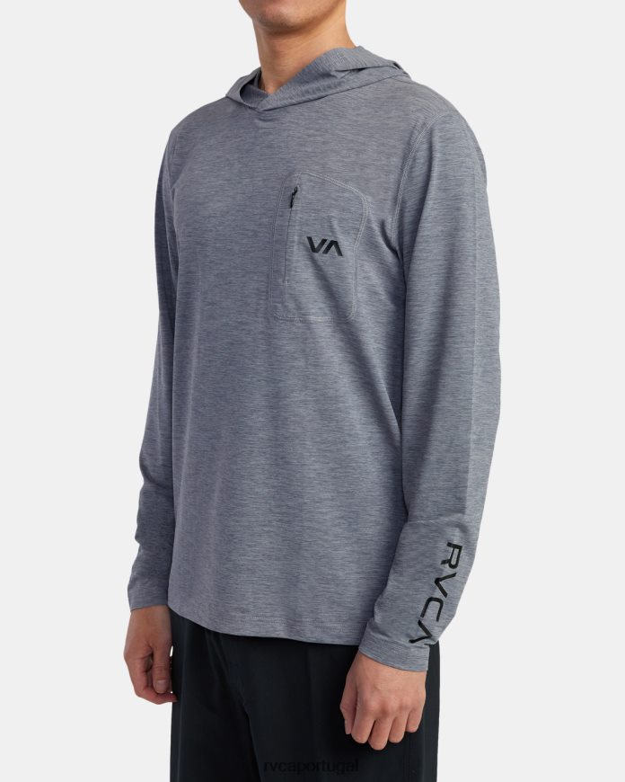 roupas RVCA unissex moletom com capuz rashguard manga longa noyle urze cinza N00F2H619