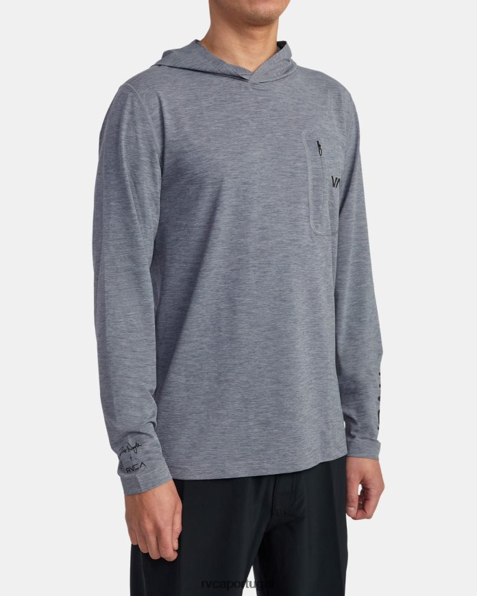 roupas RVCA unissex moletom com capuz rashguard manga longa noyle urze cinza N00F2H619