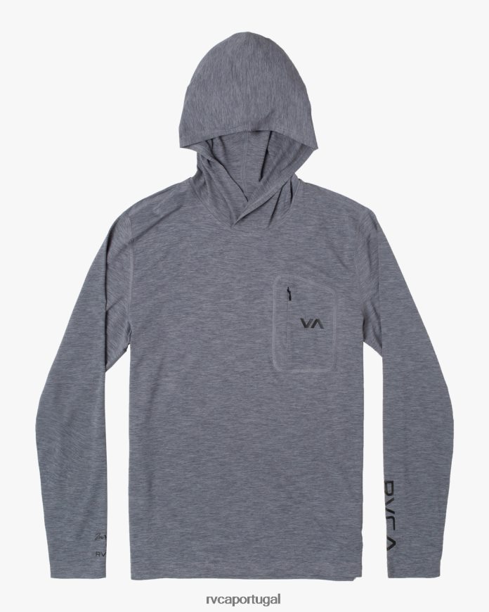 roupas RVCA unissex moletom com capuz rashguard manga longa noyle urze cinza N00F2H619
