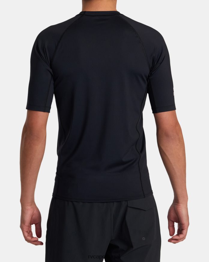 roupas RVCA unissex rashguard de manga curta empilhado havaí preto N00F2H867