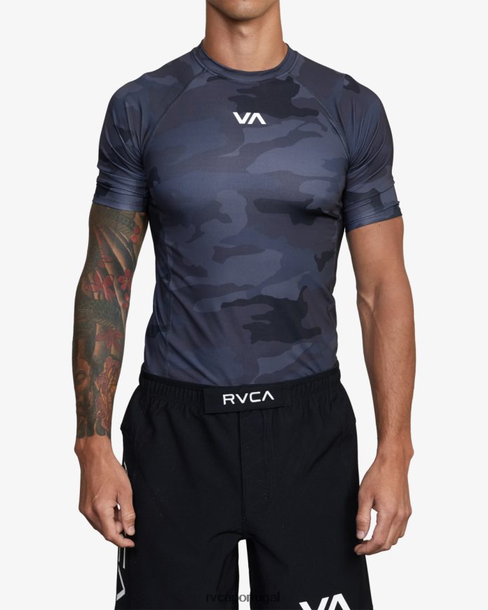 roupas RVCA unissex rashguard de manga curta va sport camuflagem preta N00F2H852