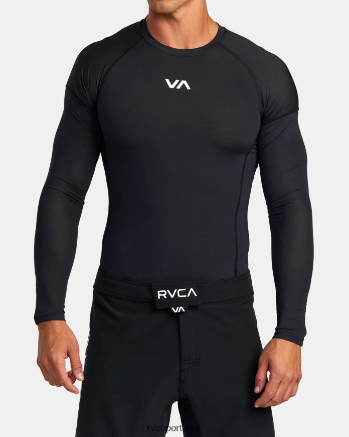 roupas RVCA unissex rashguard de manga longa va sport preto N00F2H886