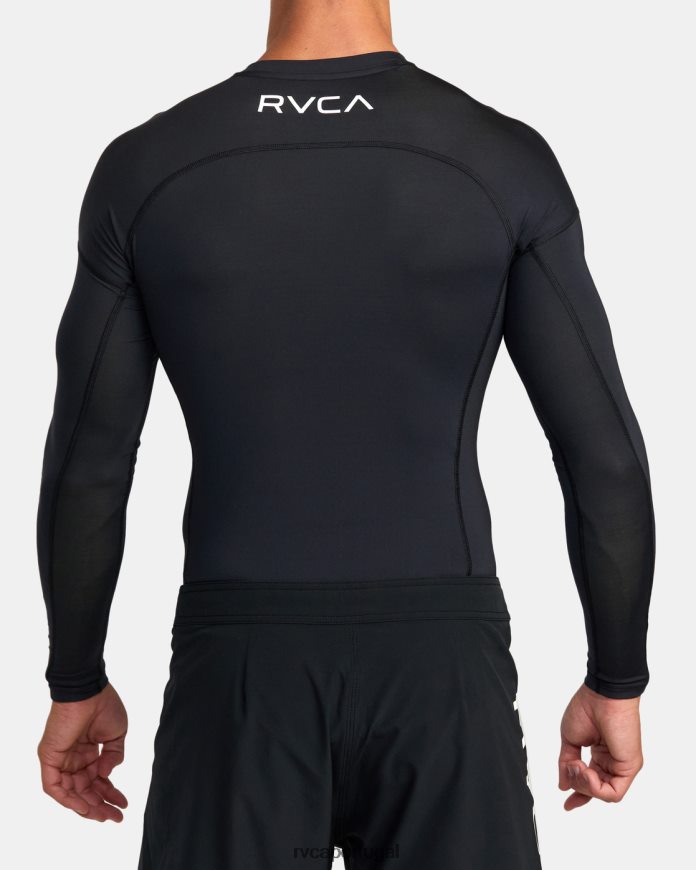 roupas RVCA unissex rashguard de manga longa va sport preto N00F2H886
