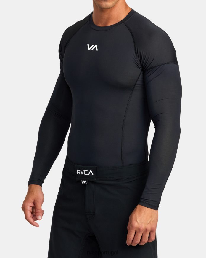 roupas RVCA unissex rashguard de manga longa va sport preto N00F2H886