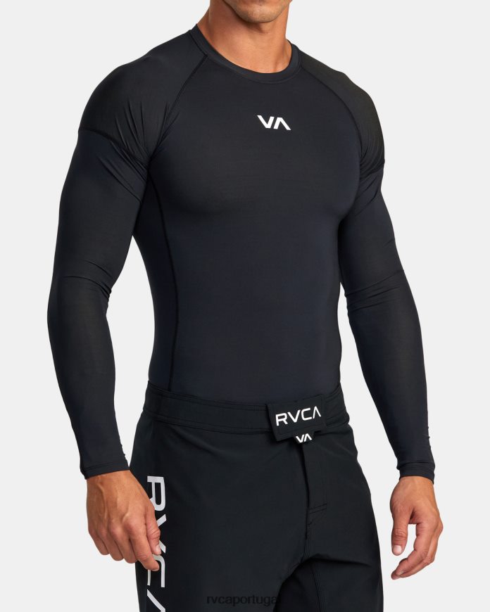 roupas RVCA unissex rashguard de manga longa va sport preto N00F2H886