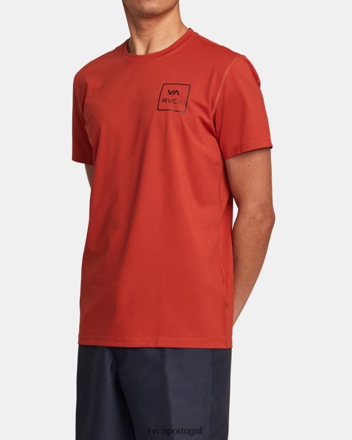 roupas RVCA unissex rashguard manga curta cinábrio N00F2H350