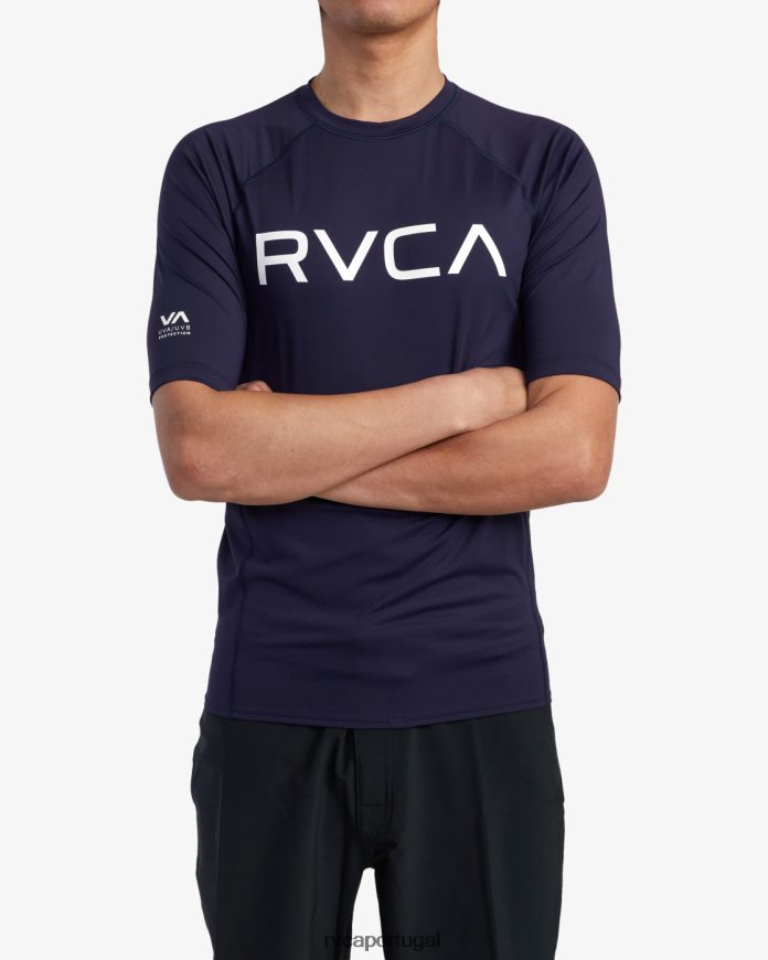 roupas RVCA unissex rashguard manga curta marinha N00F2H591