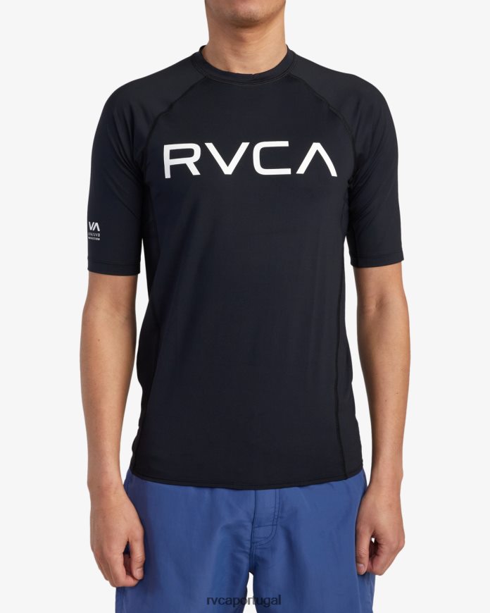 roupas RVCA unissex rashguard manga curta preto N00F2H603