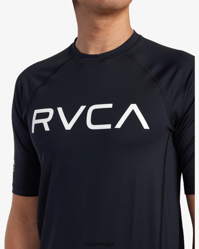 roupas RVCA unissex rashguard manga curta preto N00F2H603