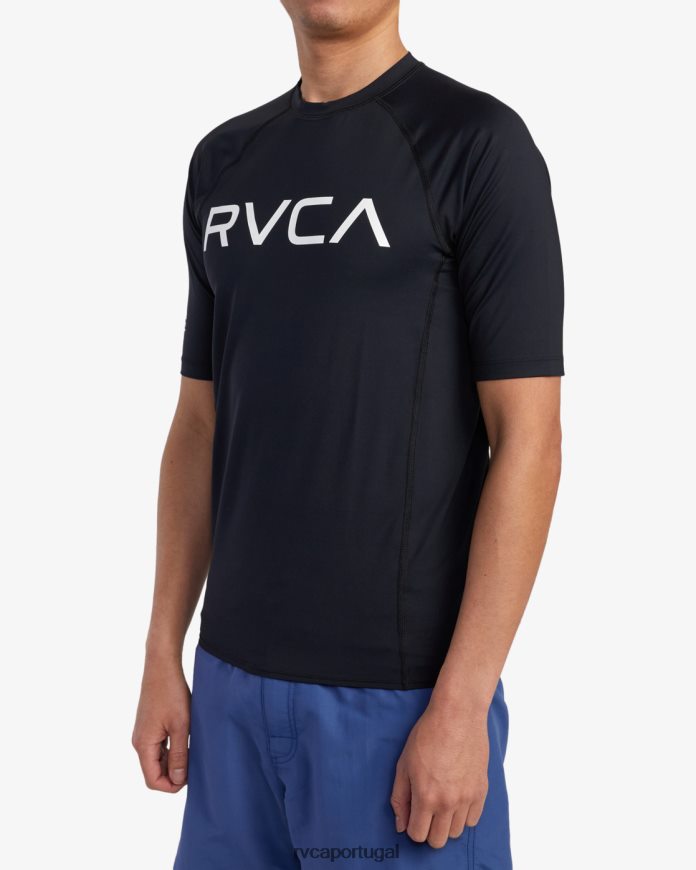 roupas RVCA unissex rashguard manga curta preto N00F2H603