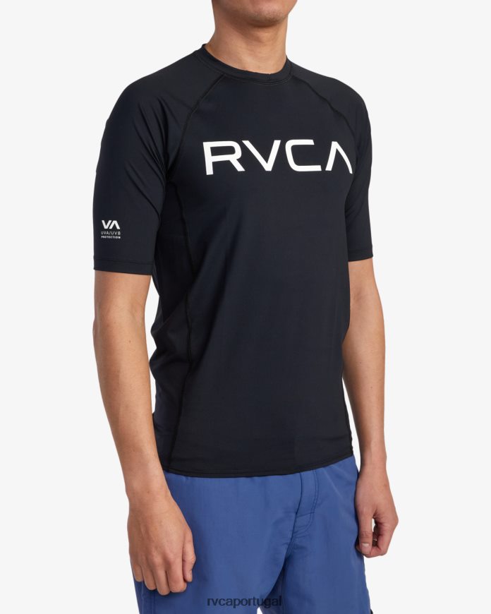 roupas RVCA unissex rashguard manga curta preto N00F2H603