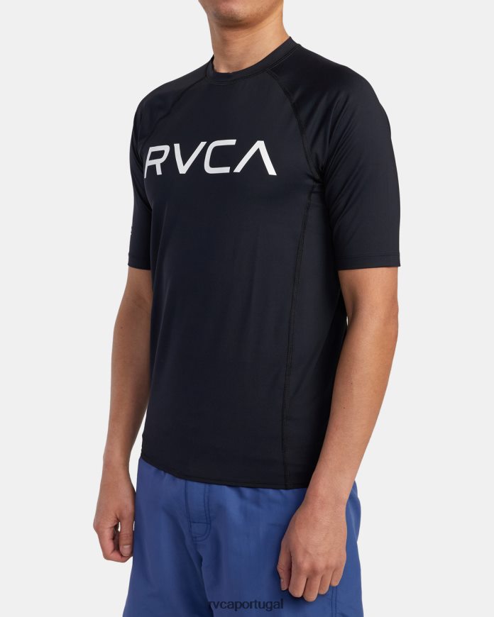 roupas RVCA unissex rashguard manga curta preto N00F2H603