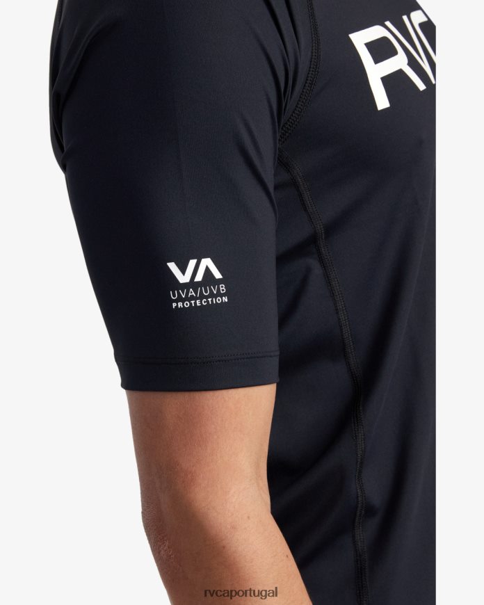 roupas RVCA unissex rashguard manga curta preto N00F2H603