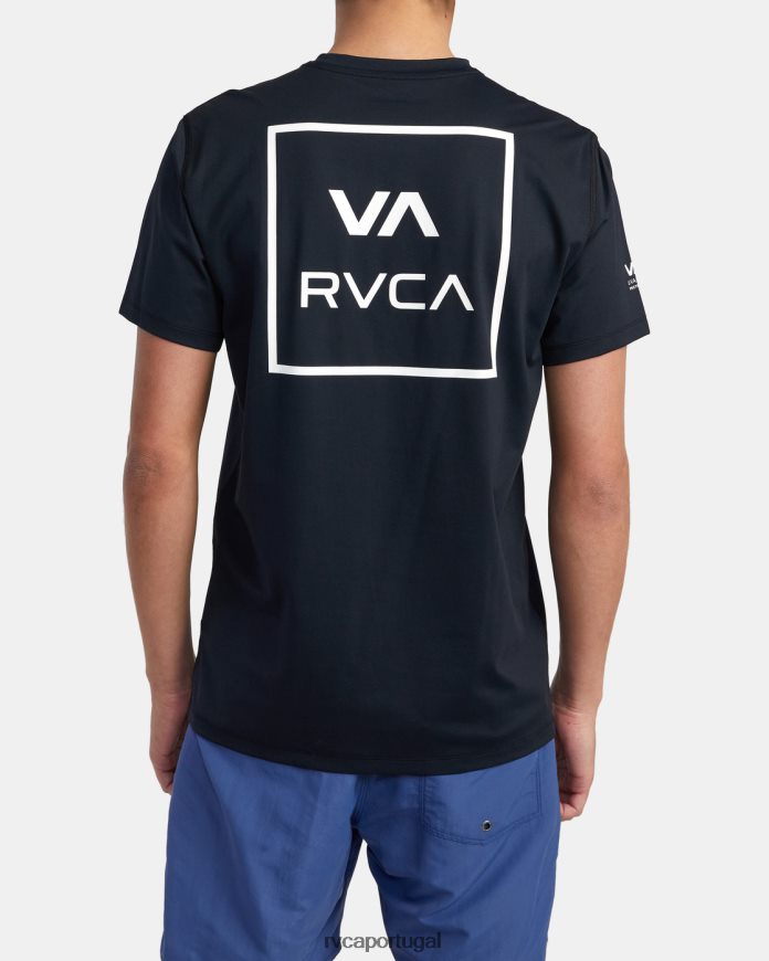 roupas RVCA unissex rashguard manga curta preto N00F2H622