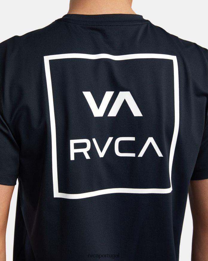 roupas RVCA unissex rashguard manga curta preto N00F2H622