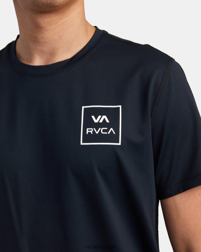 roupas RVCA unissex rashguard manga curta preto N00F2H622