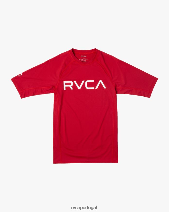 roupas RVCA unissex rashguard manga curta vermelho N00F2H618