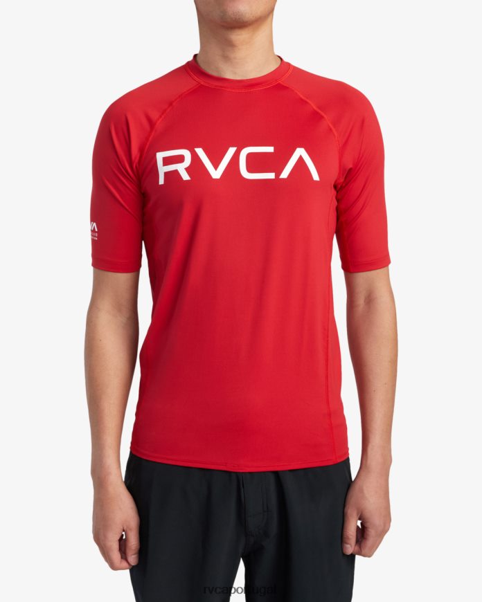 roupas RVCA unissex rashguard manga curta vermelho N00F2H618