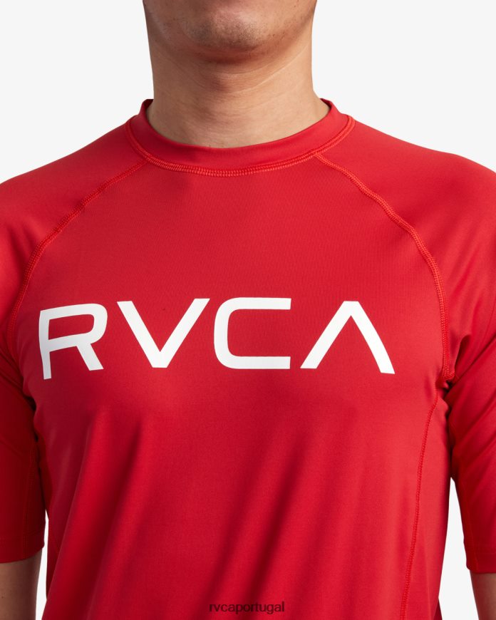 roupas RVCA unissex rashguard manga curta vermelho N00F2H618