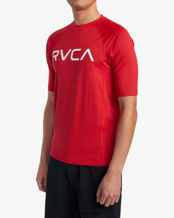 roupas RVCA unissex rashguard manga curta vermelho N00F2H618