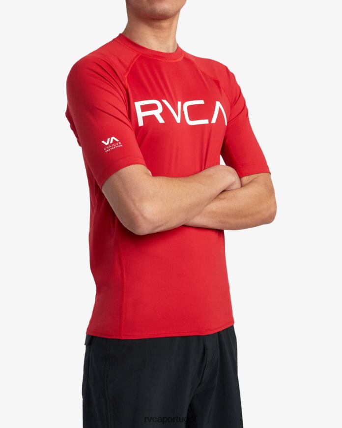 roupas RVCA unissex rashguard manga curta vermelho N00F2H618
