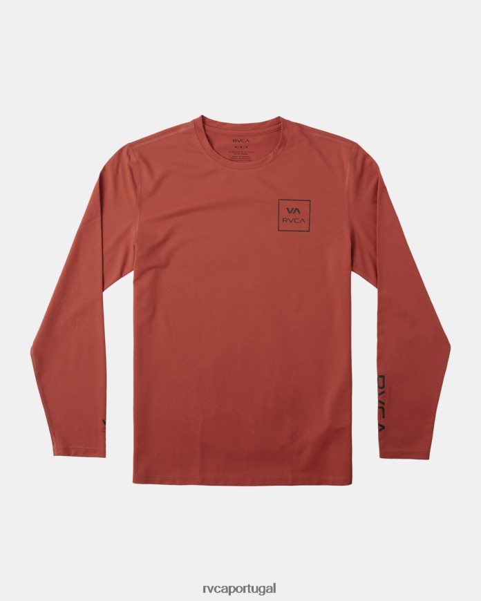 roupas RVCA unissex rashguard manga longa cinábrio N00F2H356