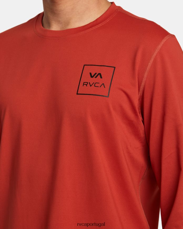 roupas RVCA unissex rashguard manga longa cinábrio N00F2H356