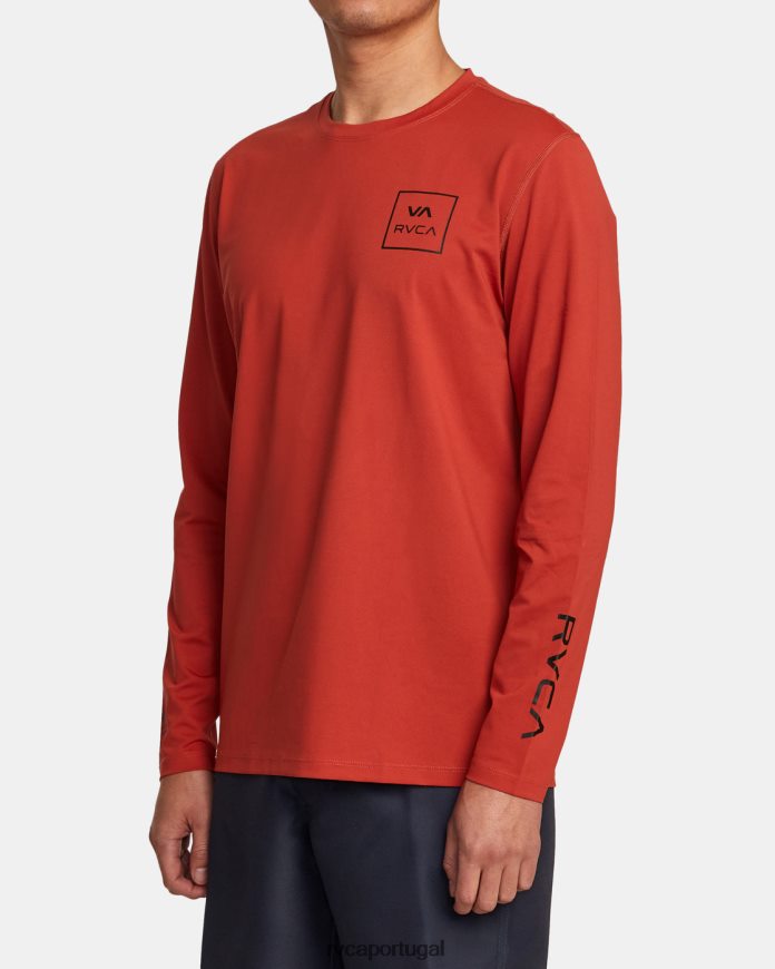 roupas RVCA unissex rashguard manga longa cinábrio N00F2H356