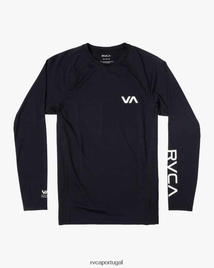 roupas RVCA unissex rashguard manga longa preto N00F2H627