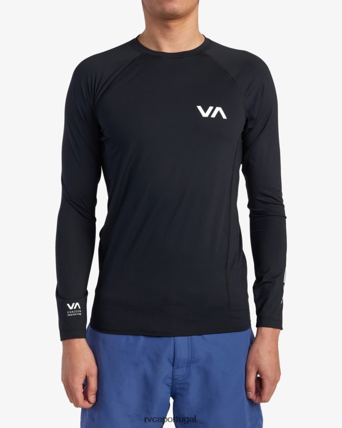 roupas RVCA unissex rashguard manga longa preto N00F2H627