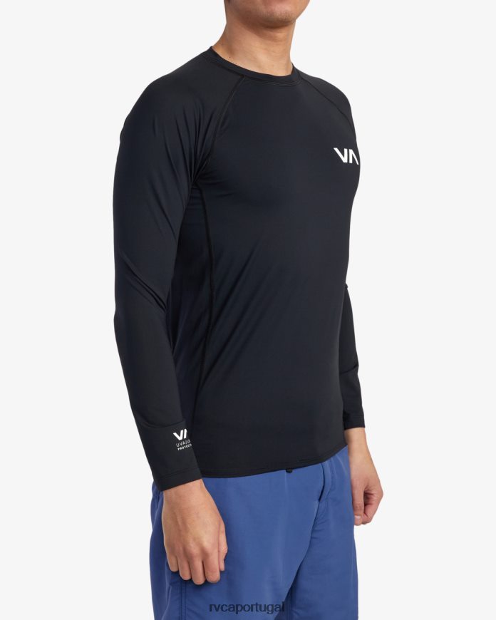 roupas RVCA unissex rashguard manga longa preto N00F2H627