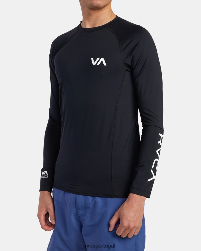 roupas RVCA unissex rashguard manga longa preto N00F2H627