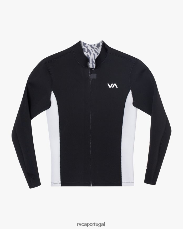 roupas RVCA unissex Jaqueta de roupa de neoprene com zíper frontal balanceado de 2 mm Preto branco N00F2H610